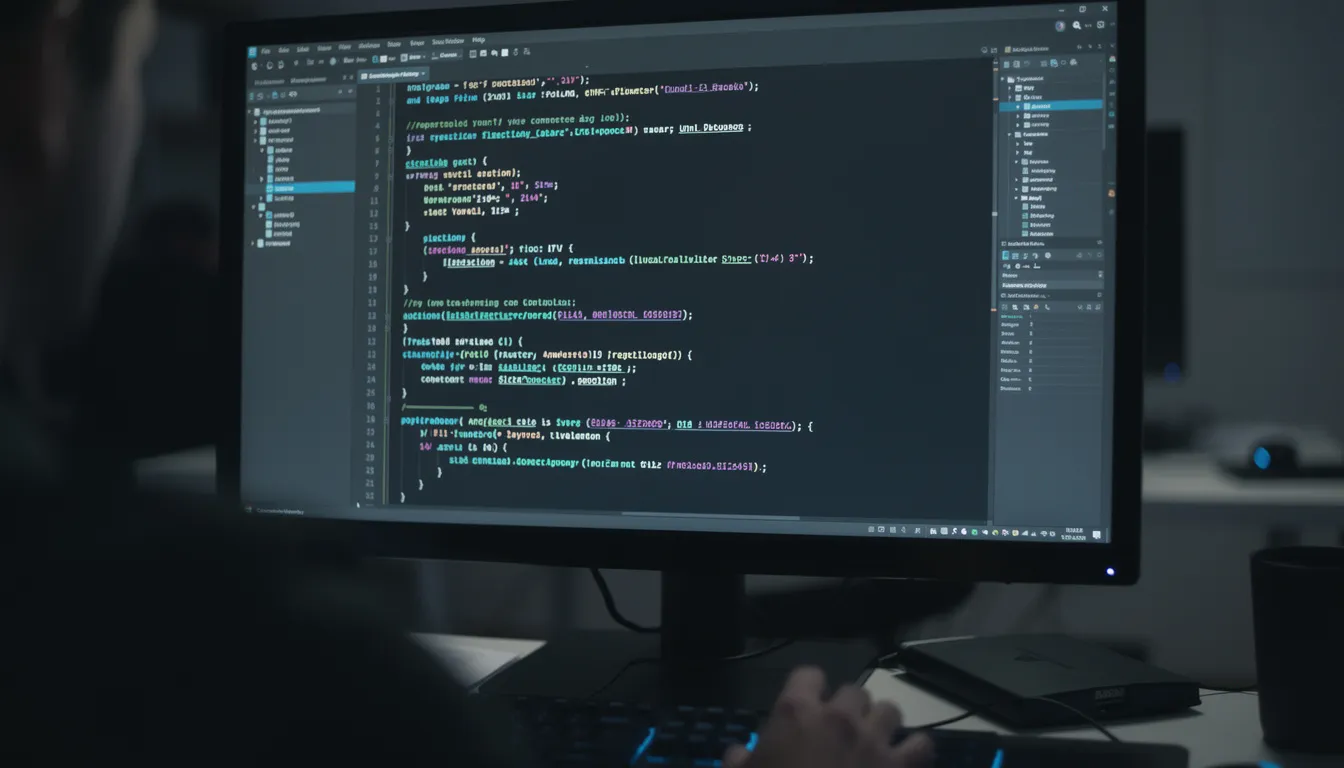 L'image montre un écran de développeur avec un terminal sombre affichant du code, typique d'un environnement de test pour des outils de cybersécurité. Ce code pourrait être lié à des attaques côté client, illustrant l'utilisation d'un framework d'exploitation de navigateur pour évaluer la posture de sécurité d'un environnement cible.