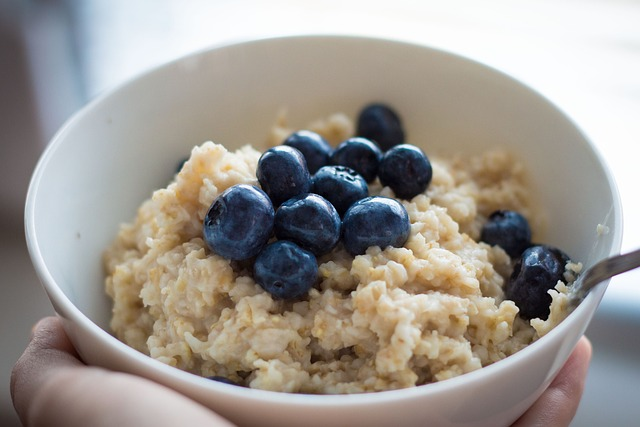 blueberries, oatmeal