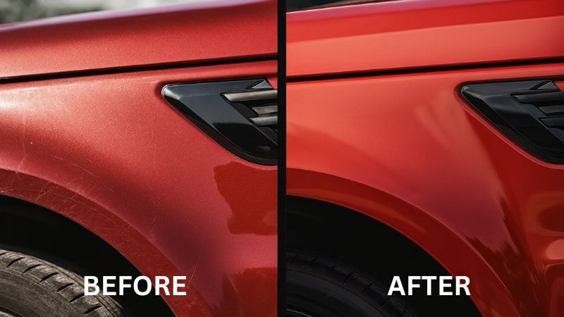 A self-healing PPF has vansihed the minor abrassions and scratches in the after.