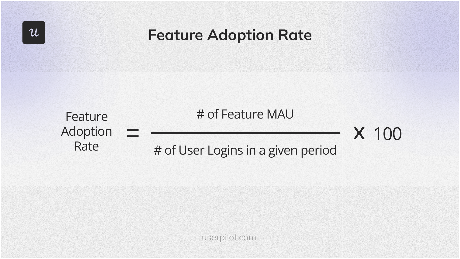 Feature adoption rate calculation formula.