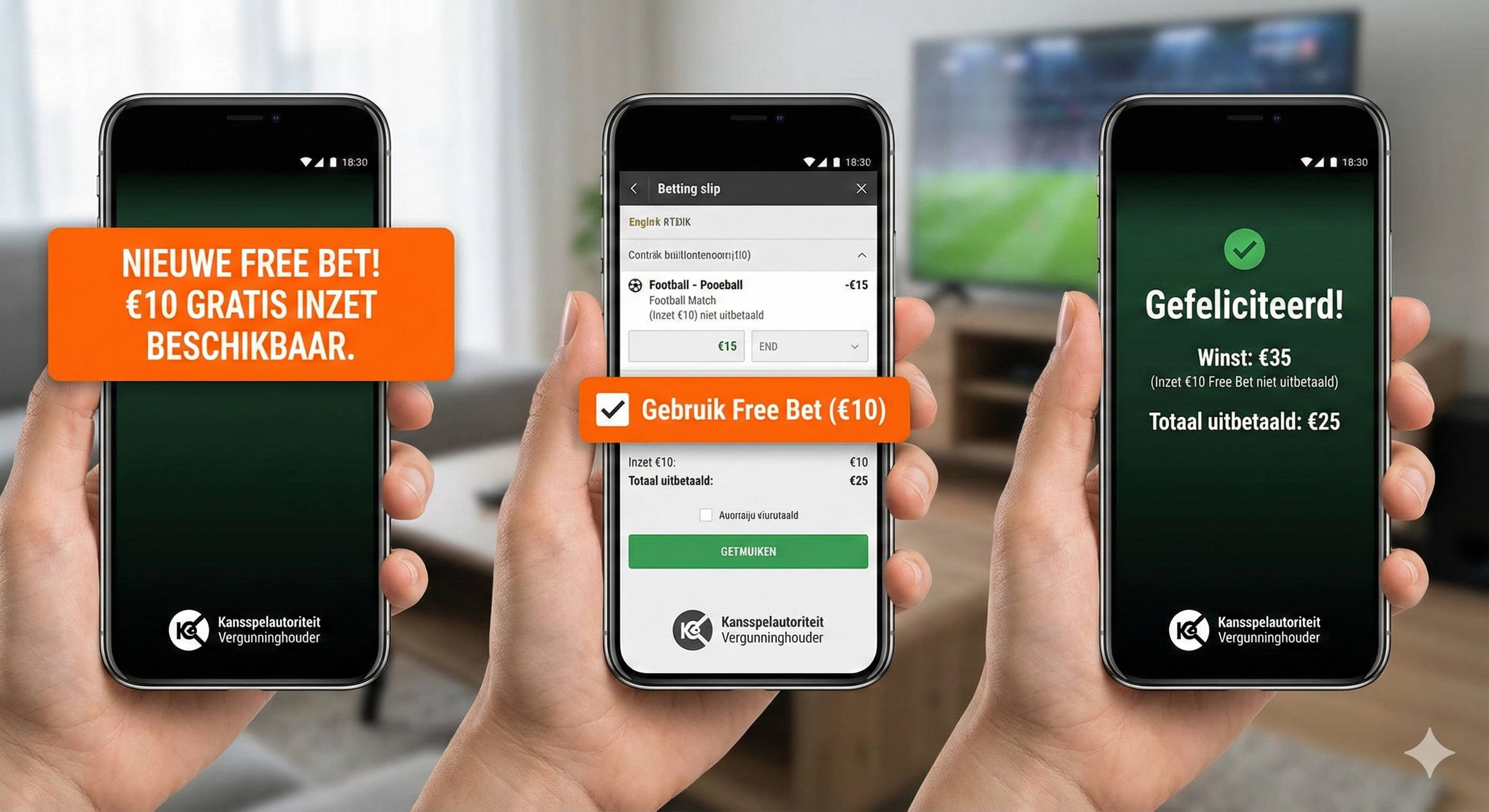 Nieuwe free bet van €10 in het sportsbook – voorbeeld van gratis weddenschap claimen, minimale storting en uitbetaling van eventuele winsten bij een Nederlandse bookmaker met Ksa-vergunning.