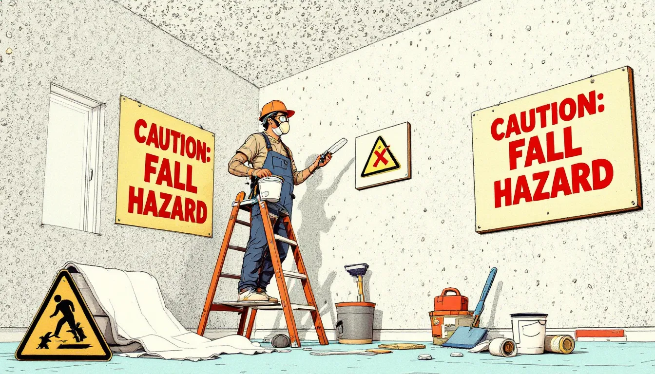 Safety precautions while working on an artex ceiling.