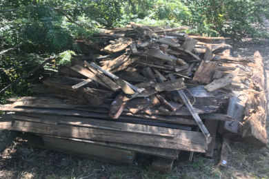Timber ready for a skip in Hillbank