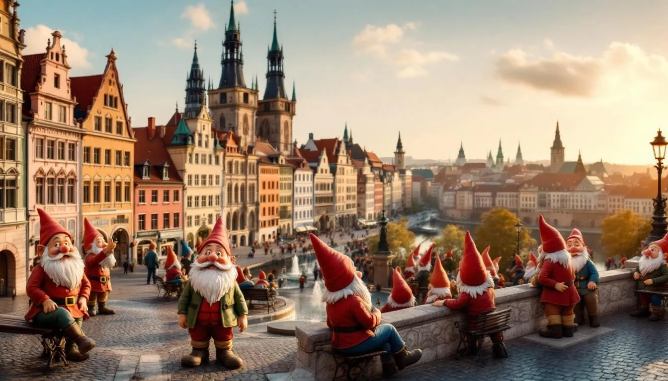 W panoramicznym widoku Wrocławia widać charakterystyczne krasnale, które są popularnym elementem przestrzeni miejskiej. Te małe figurki dodają uroku miastu i są często wykorzystywane w literackich grach miejskich oraz innych wydarzeniach, oferując uczestnikom świetną zabawę podczas zwiedzania.