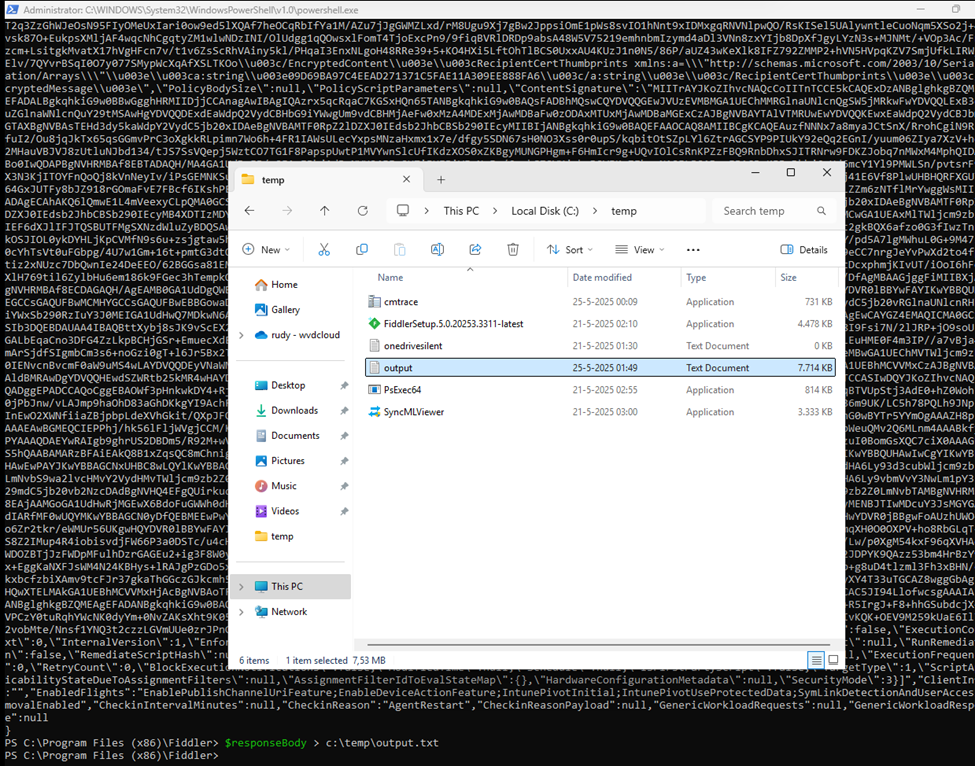 the powershell response with all the encoded powershell scripts in 1 JSON to find out if we run into the same MaxJsonLength error