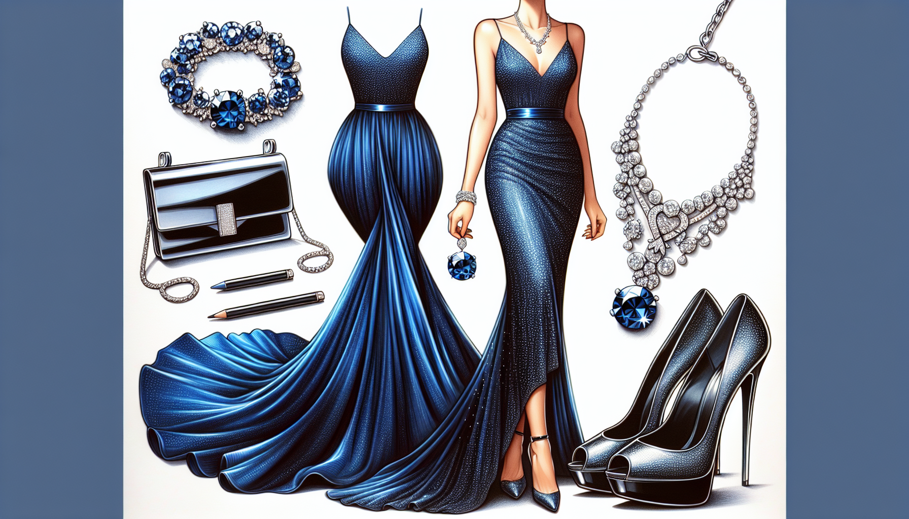 Illustration of accessorizing a dress