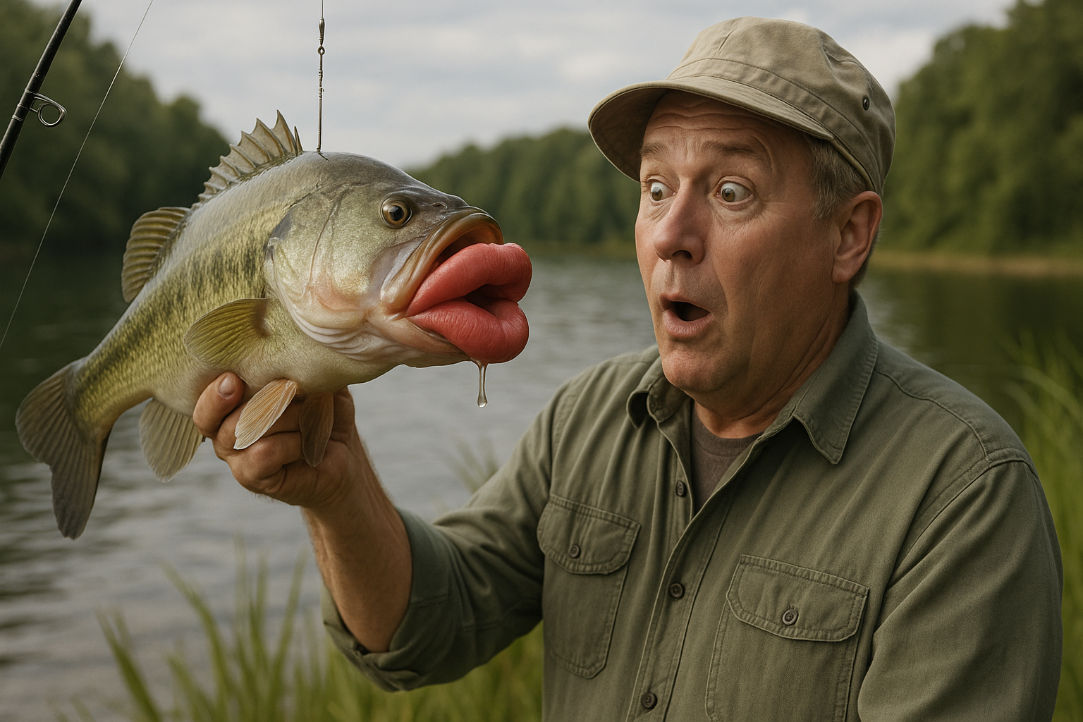 Man Holding Big Lipped Fish