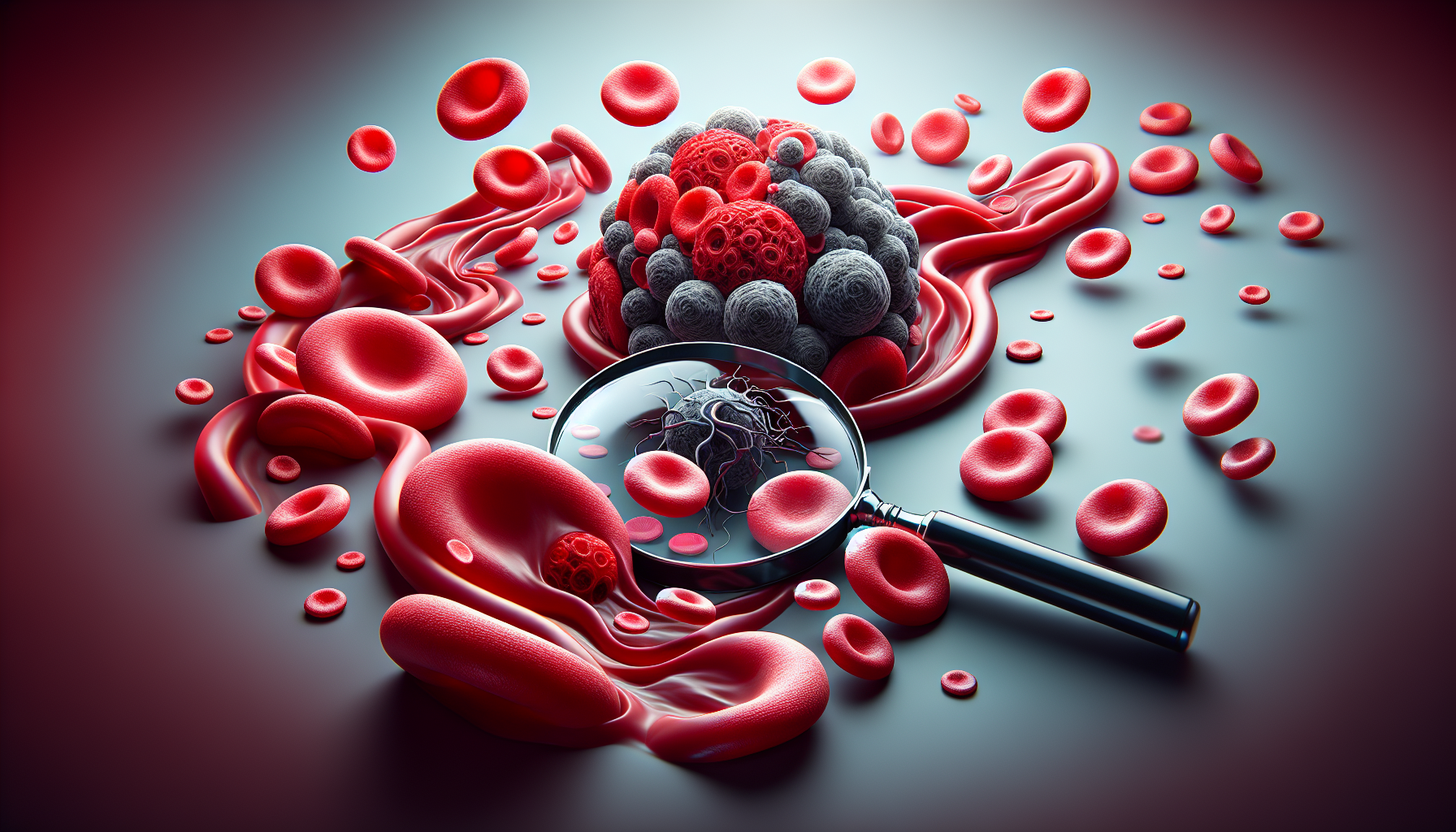 Illustration of cancer cells in a patient's blood