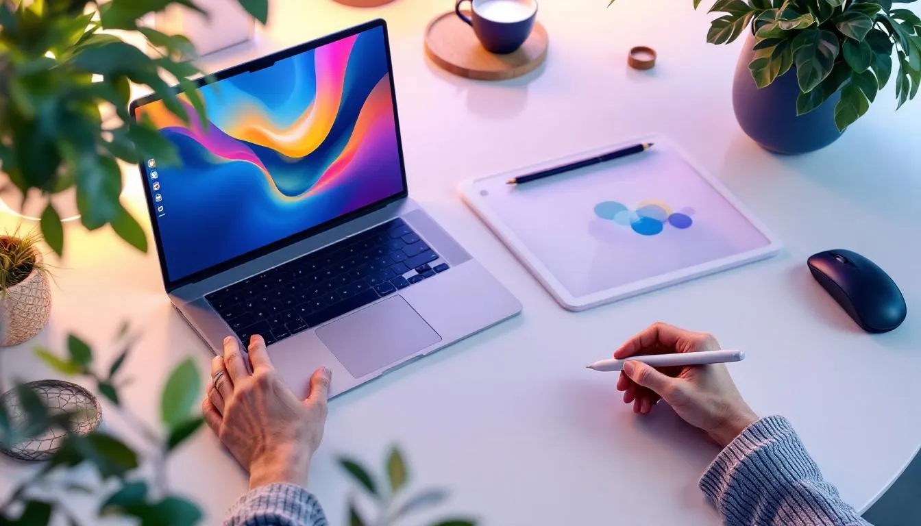 Outils indispensables pour graphistes d'applications mobiles, incluant des logiciels et des appareils.