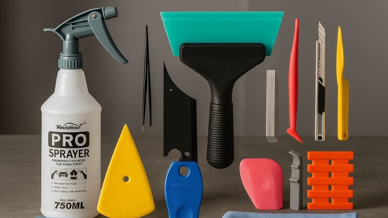 Tools required for installing a window tint film