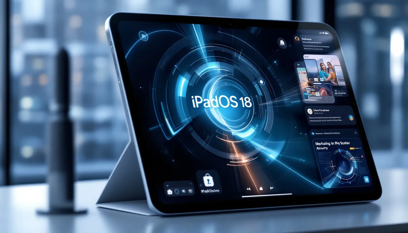 Überblick über die neuen Funktionen in iPadOS 18 mit einer Darstellung des iPad.