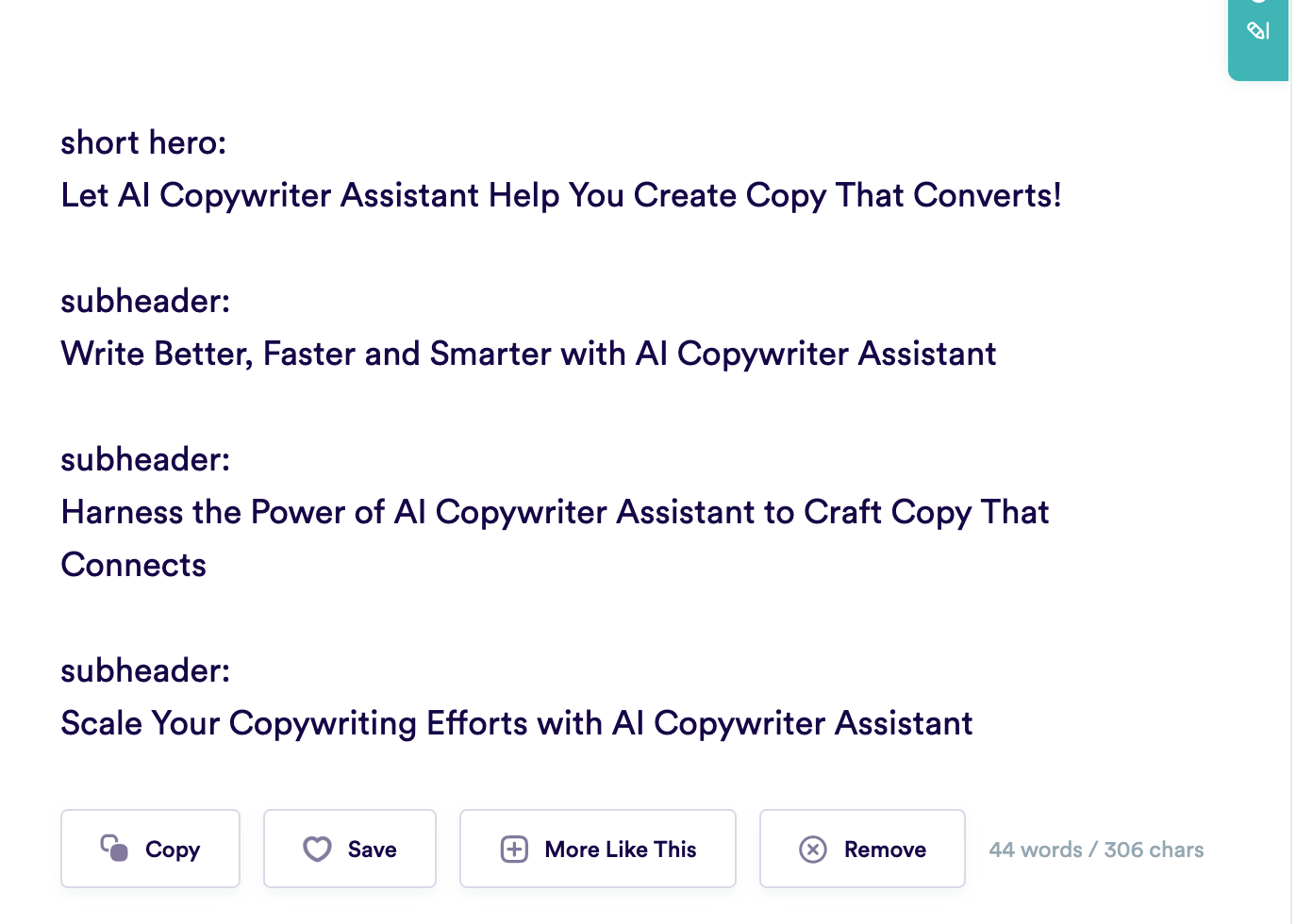 Copy.ai SEO Website Copy feature