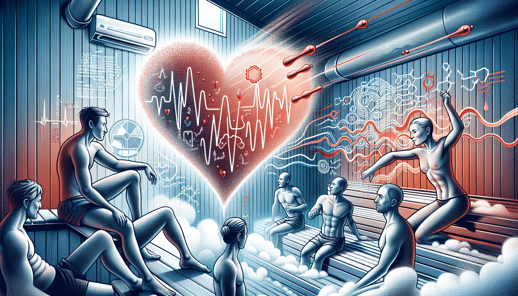 Illustration of sauna use for cardiovascular benefits