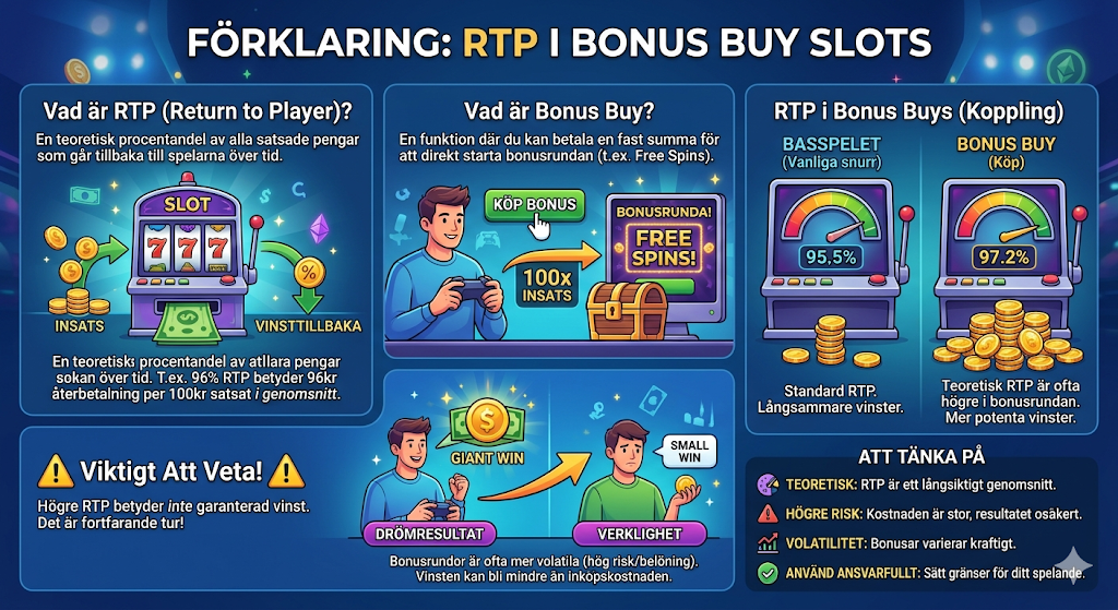 Förklaring av RTP i bonus buy slots – skillnad mellan basspel och bonusrunda