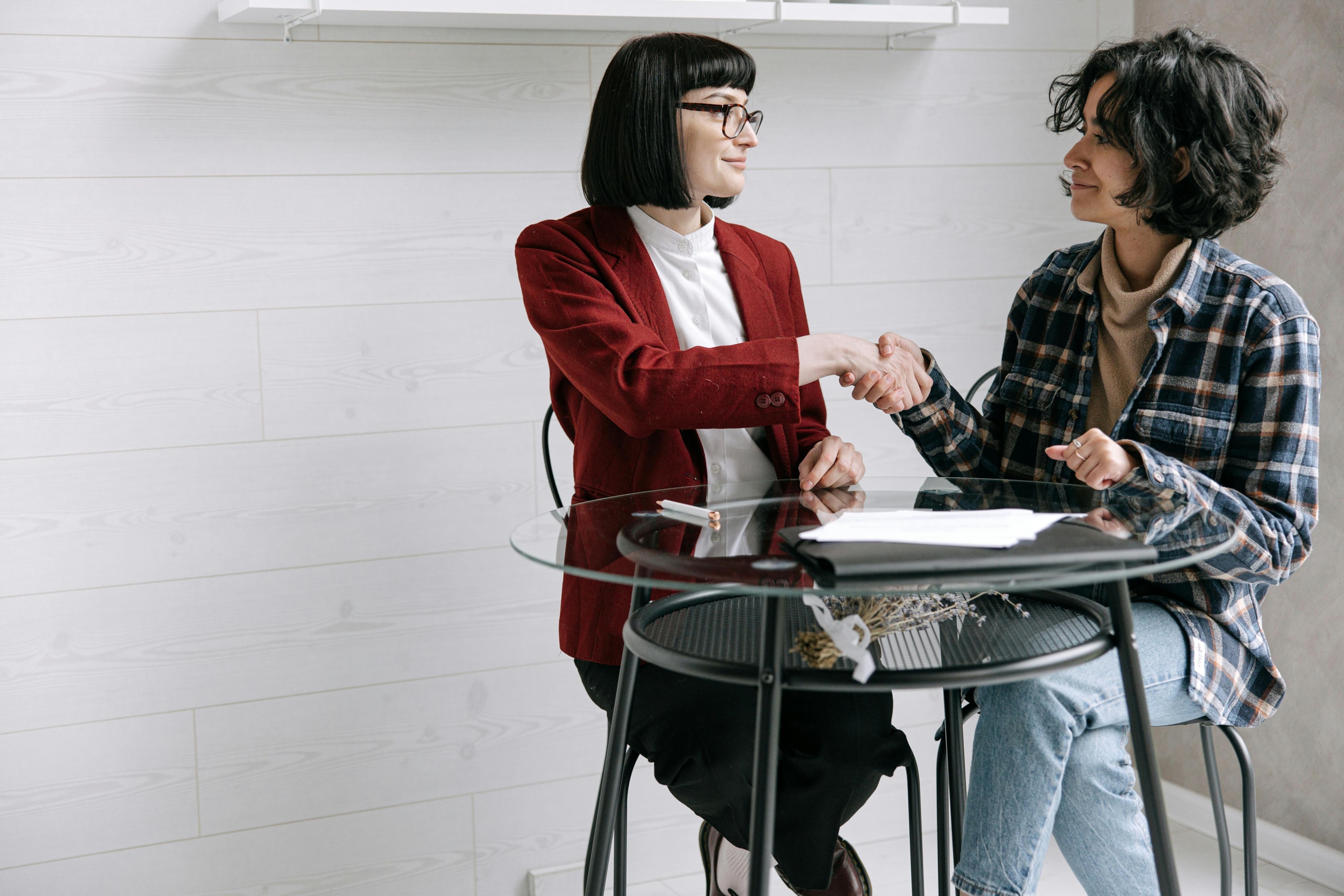 Real estate agent works with a new homebuyer in Ohio. 