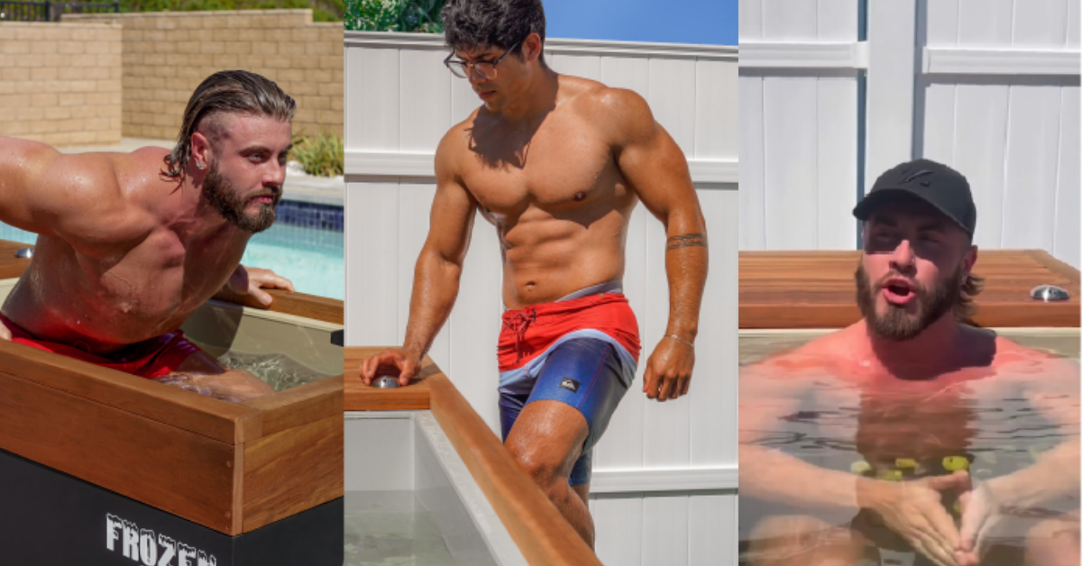 Three side-by-side pictures of fitness athletes who are trying the Medical Frozen 1™ cold plunge for ice bath benefits.