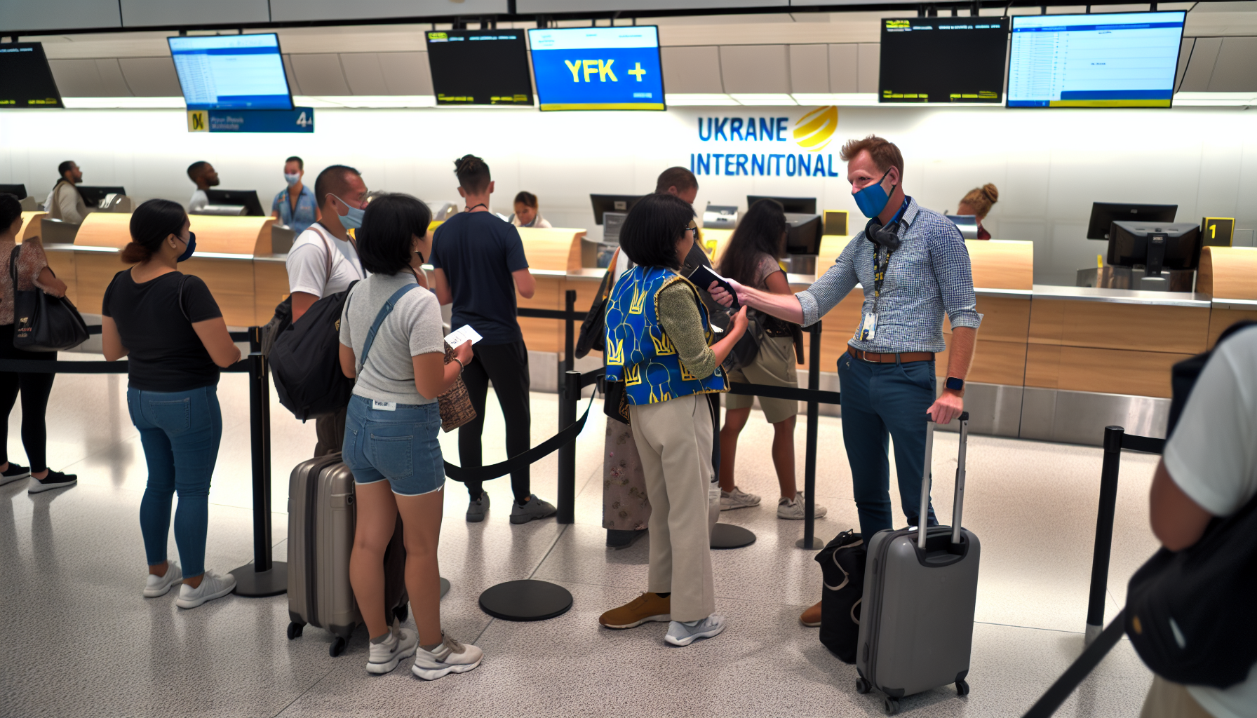 Ukraine International Airlines check-in desks at JFK Airport