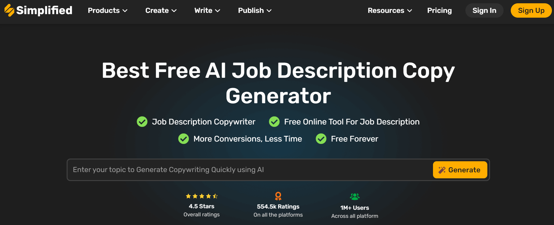 simplified job description copy generator