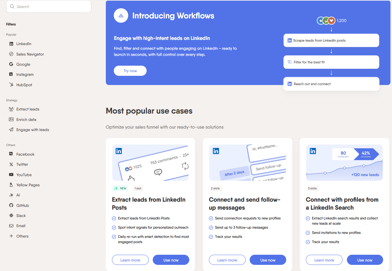 PhantomBuster popular use cases