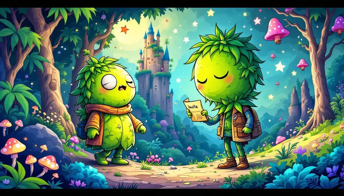An illustration comparing indica and sativa cannabis plants.