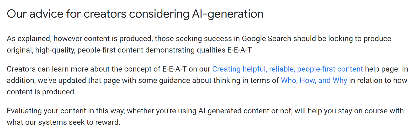 Google's advice on using AI writing tools