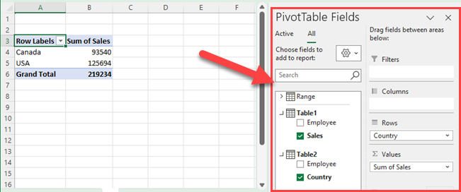 Pivot Table Fields - Excel Data Model