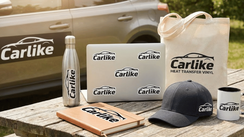 promotional products with vinyl decal of brand name for advertisement