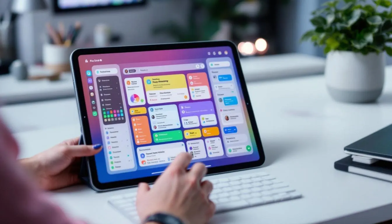 Un utilisateur g&eacute;rant des projets et des t&acirc;ches sur un iPad.