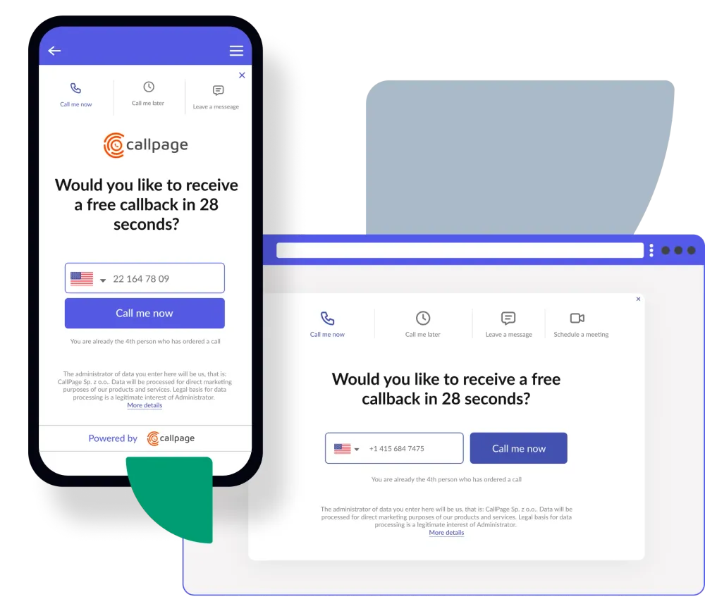 CallPage on desktop and mobile