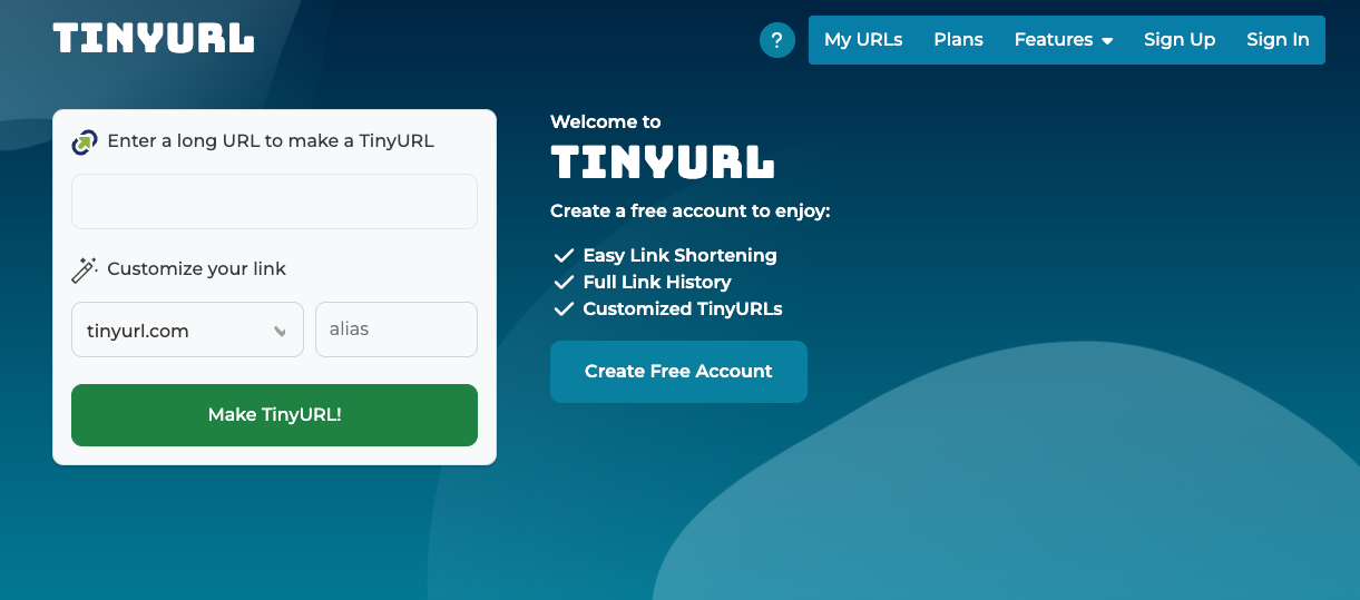 TinyURL might be the most ideal choice for individuals.