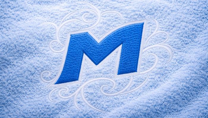 A logo customized on the microfiber towel