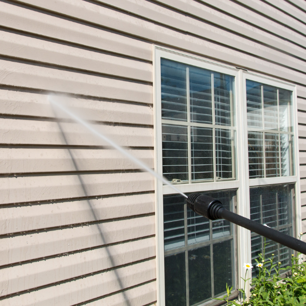 Image showing easy cleaning of metal siding.