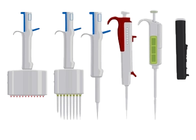 Artistic representation of different types of pipettes