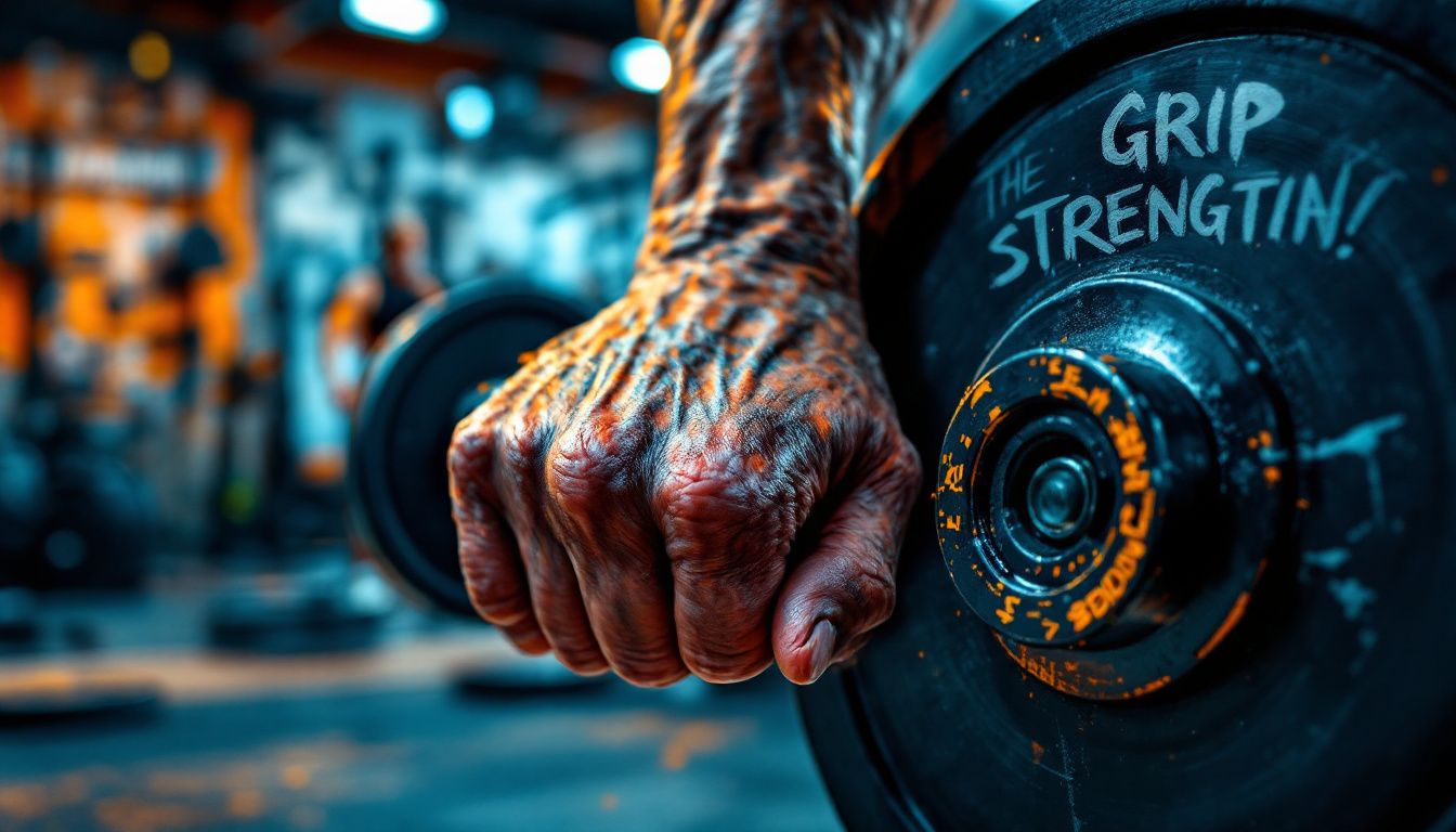 A close-up of a lifter's grip on a barbell, emphasizing the importance of grip strength in deadlifting.