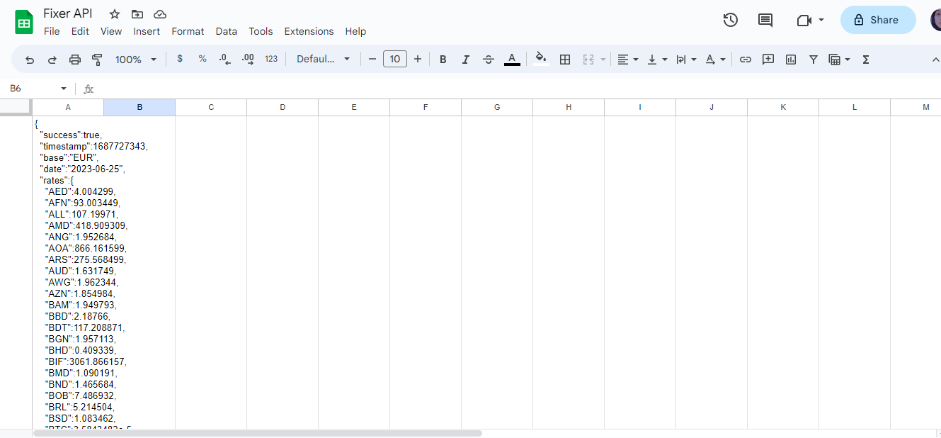 Final structured data types on Google sheets through API requests