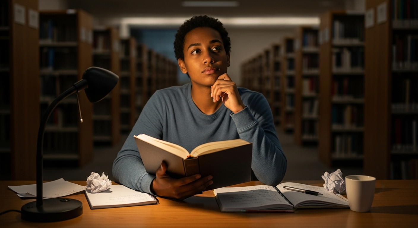 Reflective learning moment showing emotional awareness and academic self-improvement.