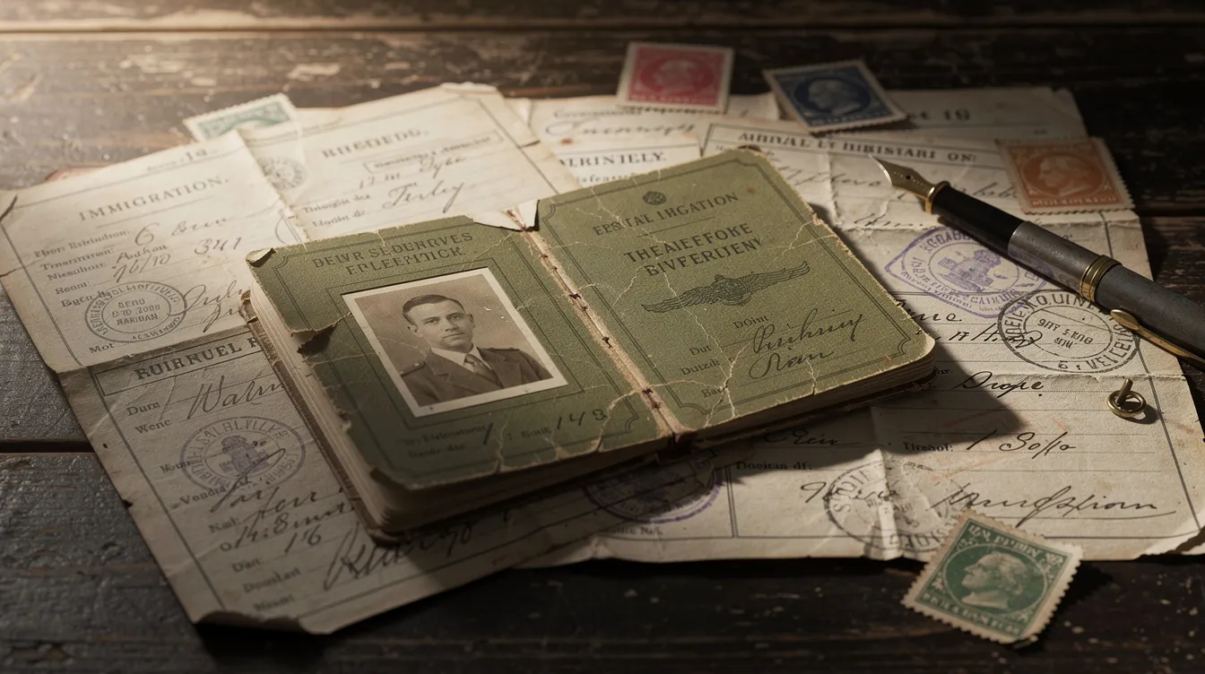 Rejected for the "Minor Issue"? Italy's New Interior Ministry Circular No. 65050/2026 Officially Reopens Denied Italian Citizenship Cases 2 The image features an old early 20th-century passport and immigration documents displayed on a wooden table, reflecting the historical context of Italian citizenship rights and the process of claiming Italian citizenship by descent. These artifacts may evoke the experiences of individuals navigating the complexities of Italian citizenship law and the significance of their Italian ancestors.