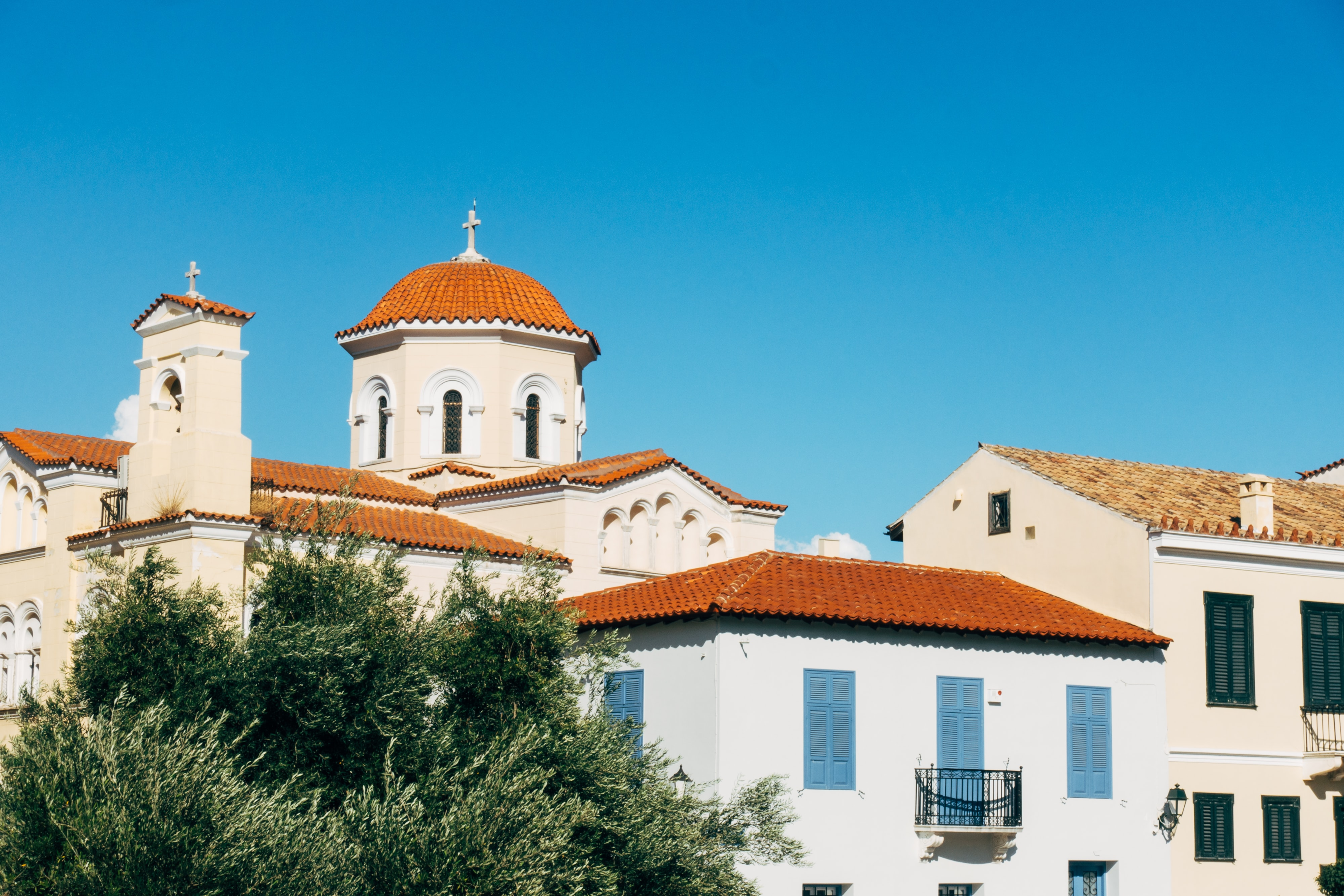 This is an example of a contemporary Greek-style Mediterranean architectural design.