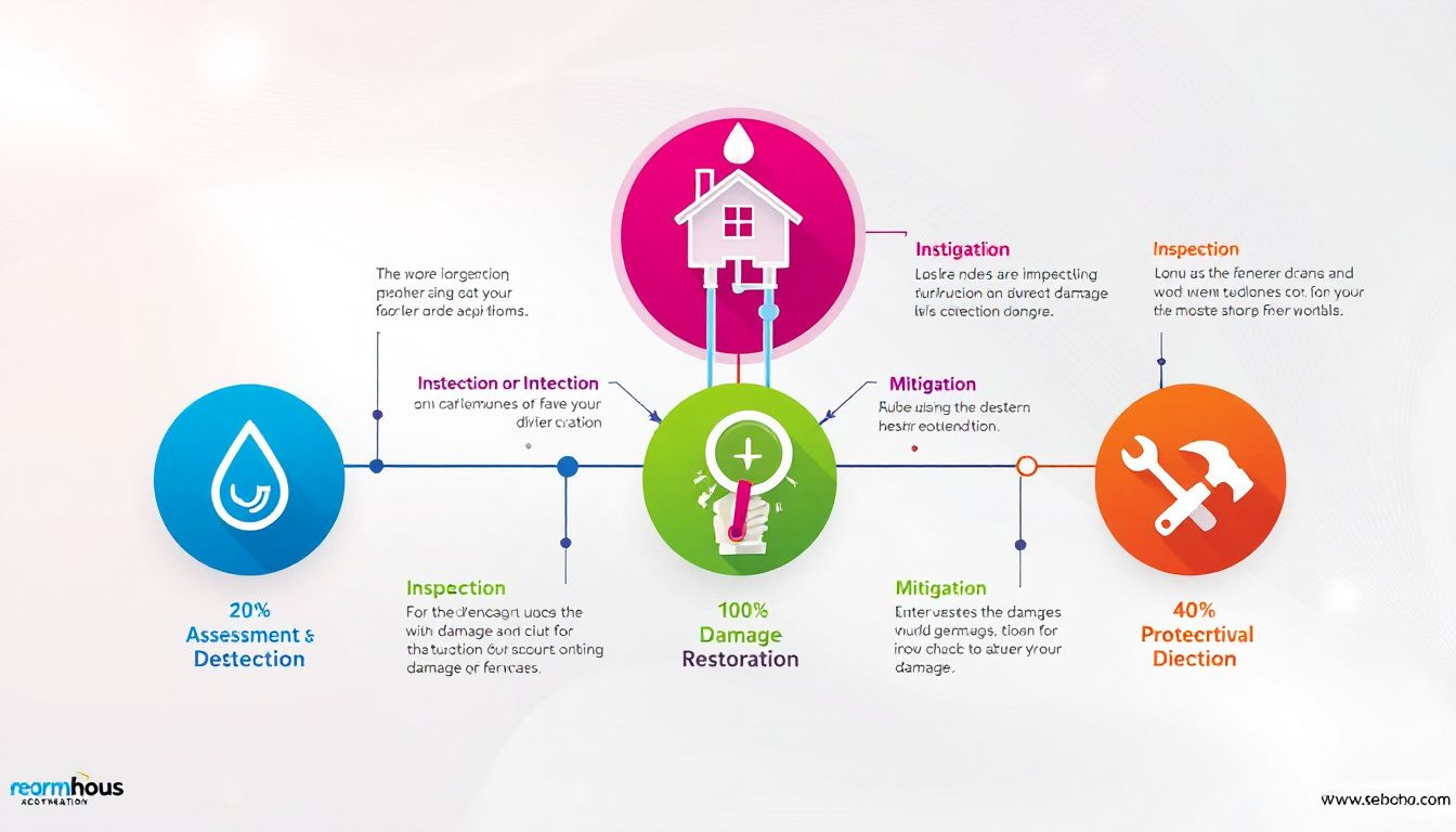 An infographic explaining the water damage restoration process.