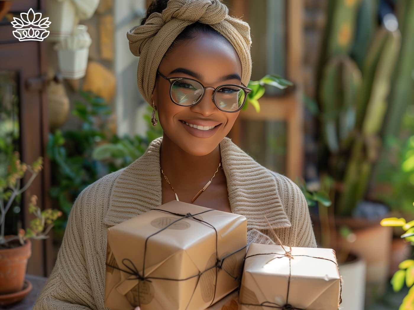 Cheerful customer holding a gift box, thrilled with the selection of goodies and services provided by the Cape Town Gift Delivery Collection, perfect to suit any parent's taste and bring a touch of joy to their world, from Fabulous Flowers and Gifts.