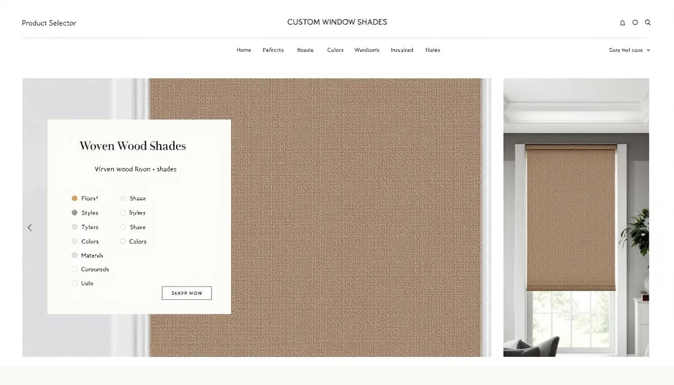 A user-friendly online shopping interface for custom window shades.