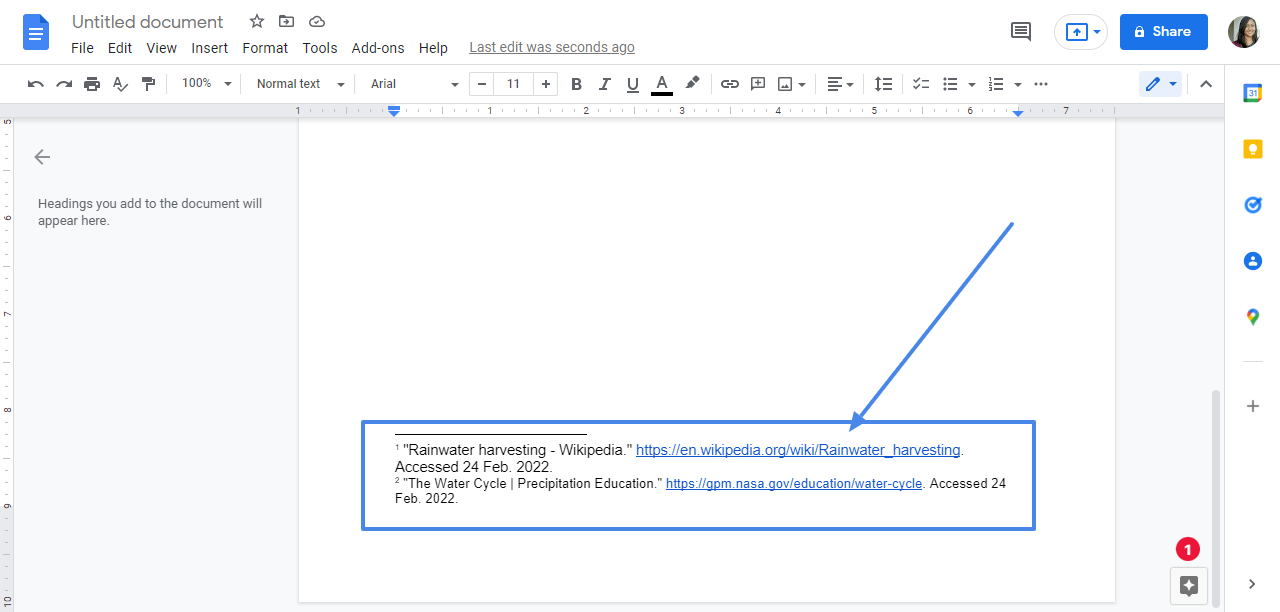 how to view footnotes in google docs