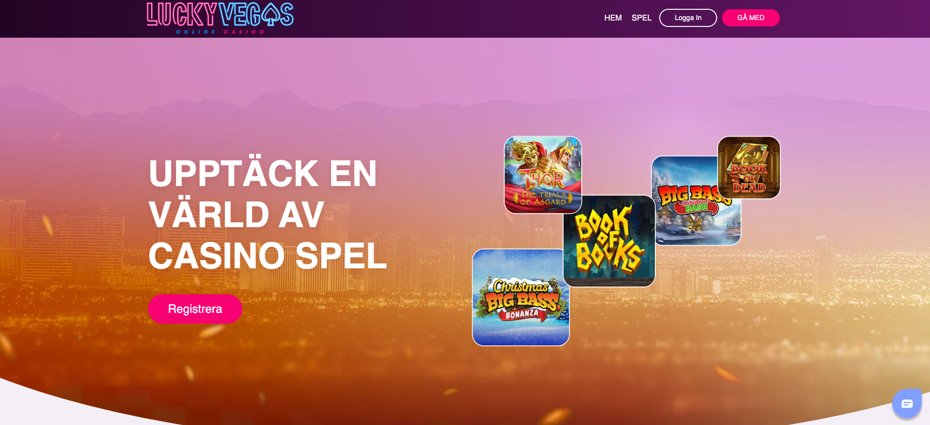 LuckyVegas startsida - spela ansvarsfullt