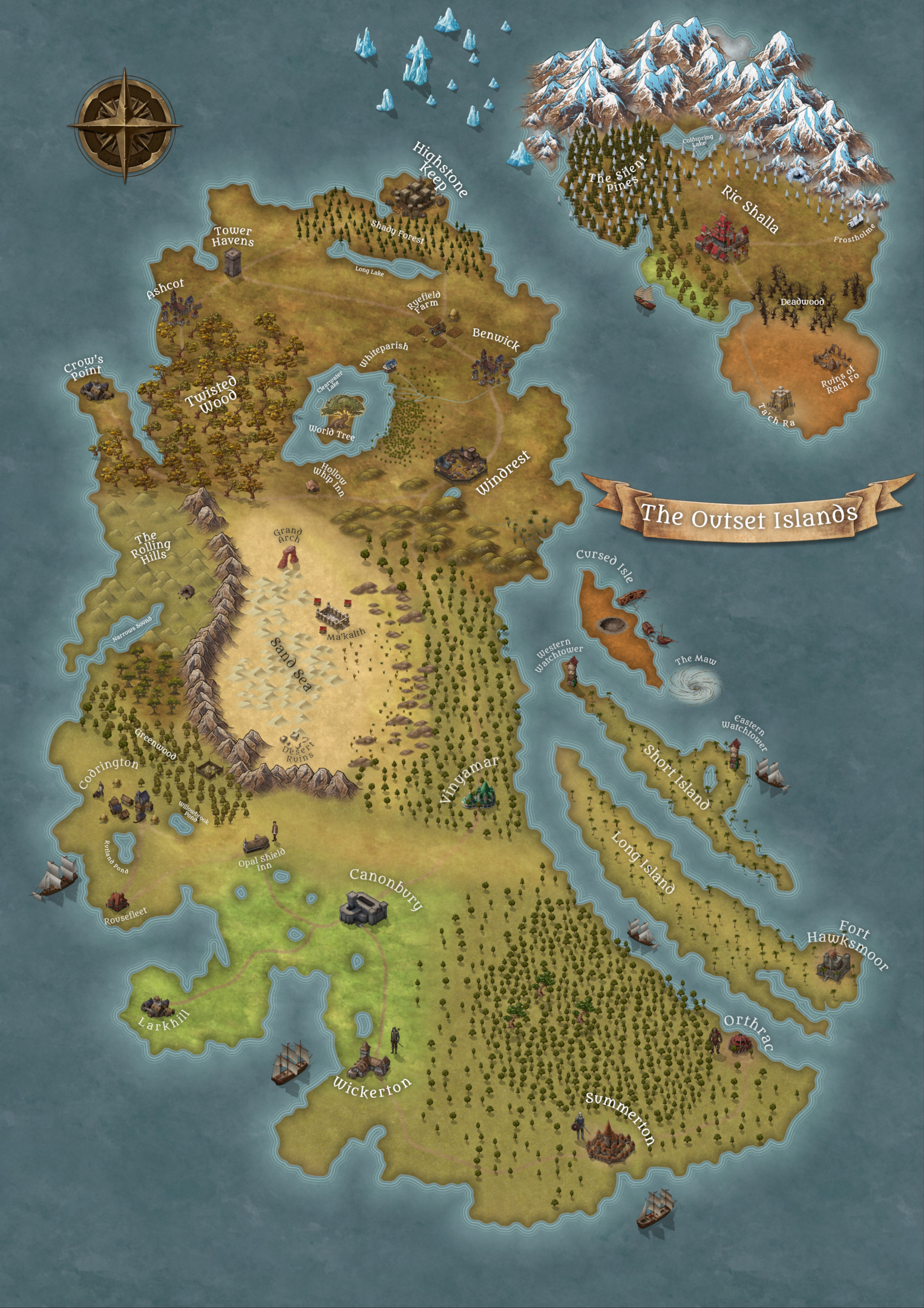 The Outset Isles.  The settings for the one-shots discussed in this series.  