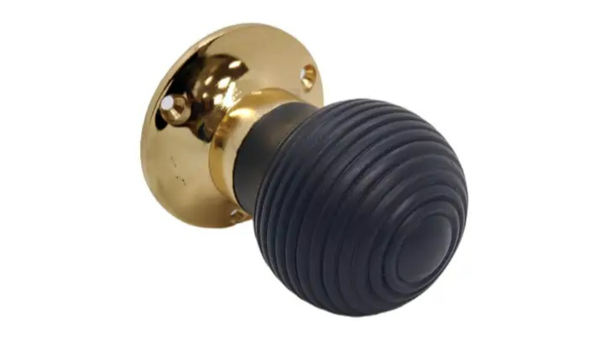 Period door knobs - black wood beehive door knob - brass door knobs backplate for the perfect finishing touch