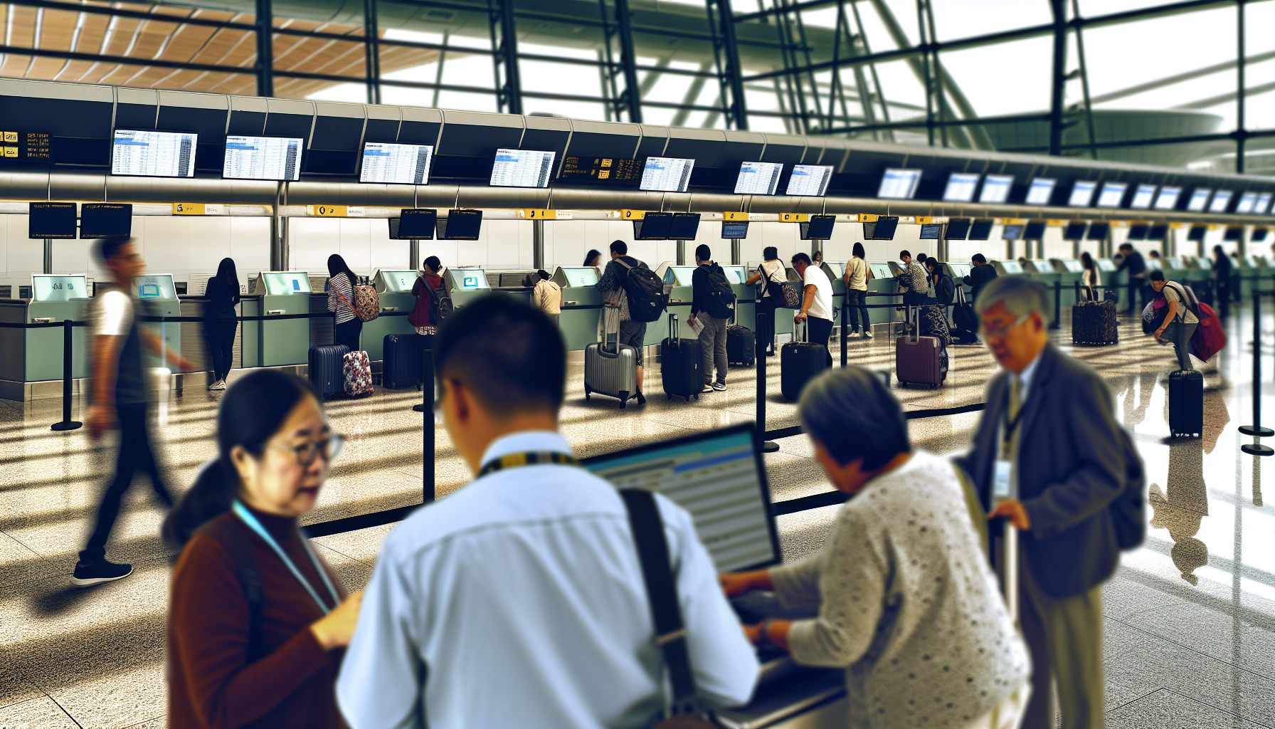 Alaska Airlines check-in counter at JFK Terminal 7