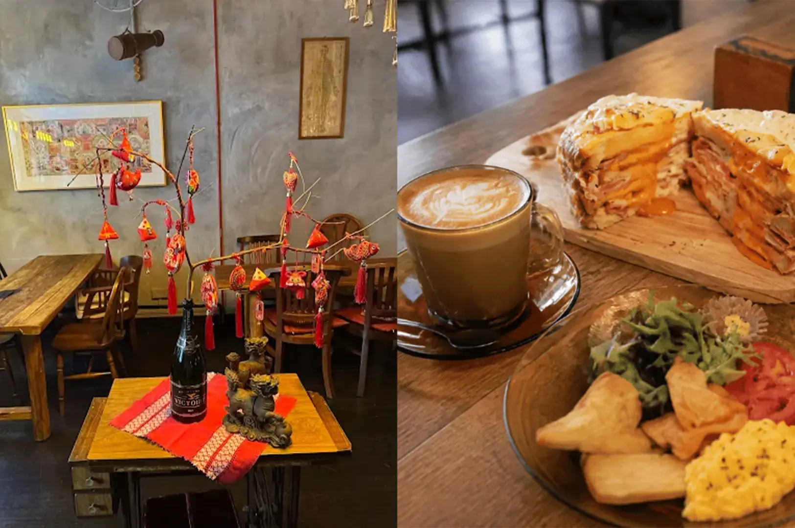 My Awesome Cafe interior with their traditional style design with their 3-Layer Croque Monsieur with caramelised onions.