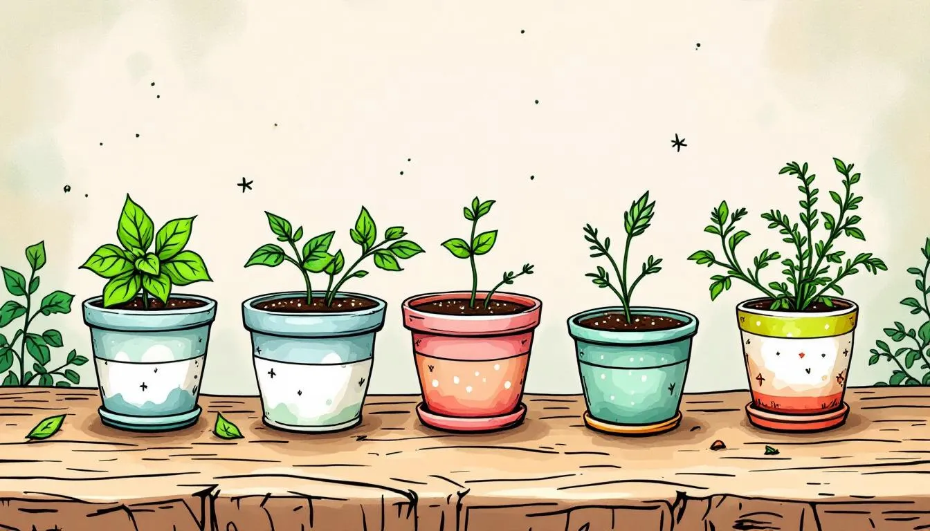 A DIY herb garden kit with various pots and seeds, ideal for creating homemade gifts.