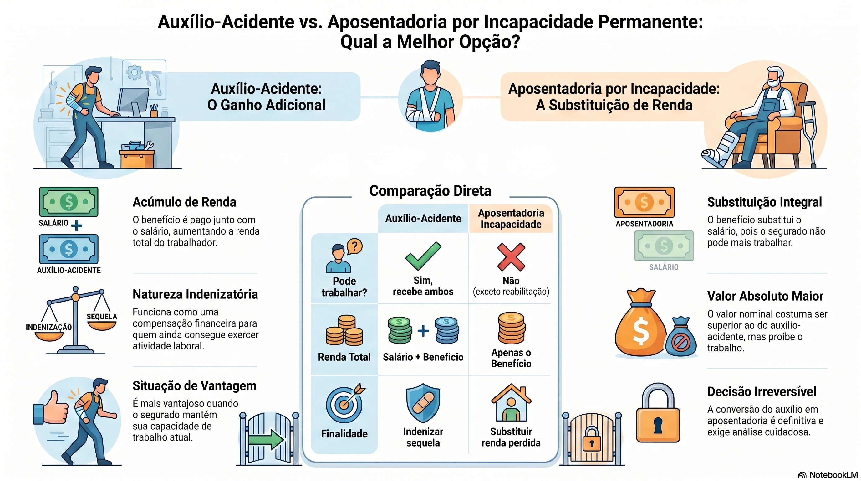 Qual &eacute; mais vantajoso: aux&iacute;lio-acidente ou aposentadoria por invalidez?