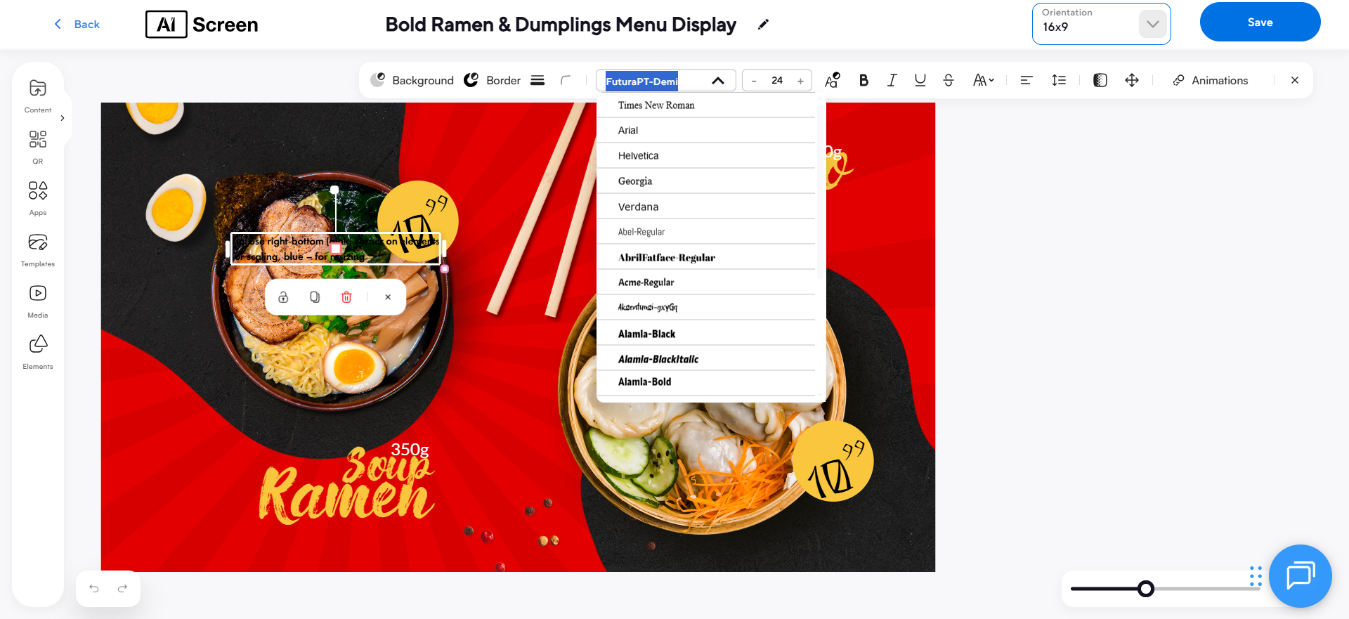 How to Use a TV as a Menu Board? 19 customize fonts, colors, and layout